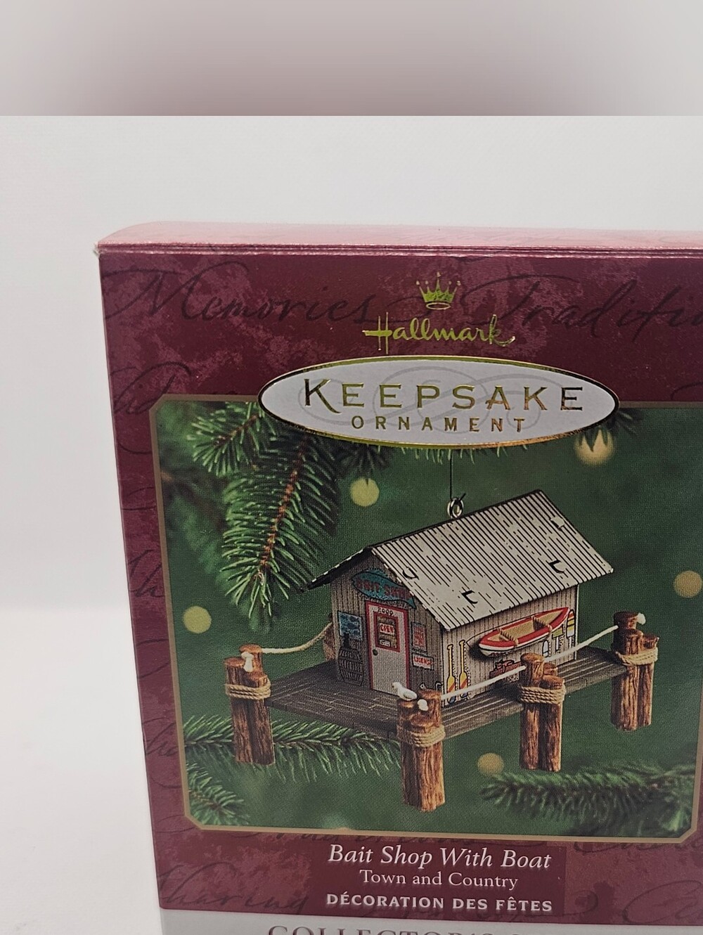 New Bait Shop boat Town Country Christmas Tree Hallmark Ornament Tin fishing B